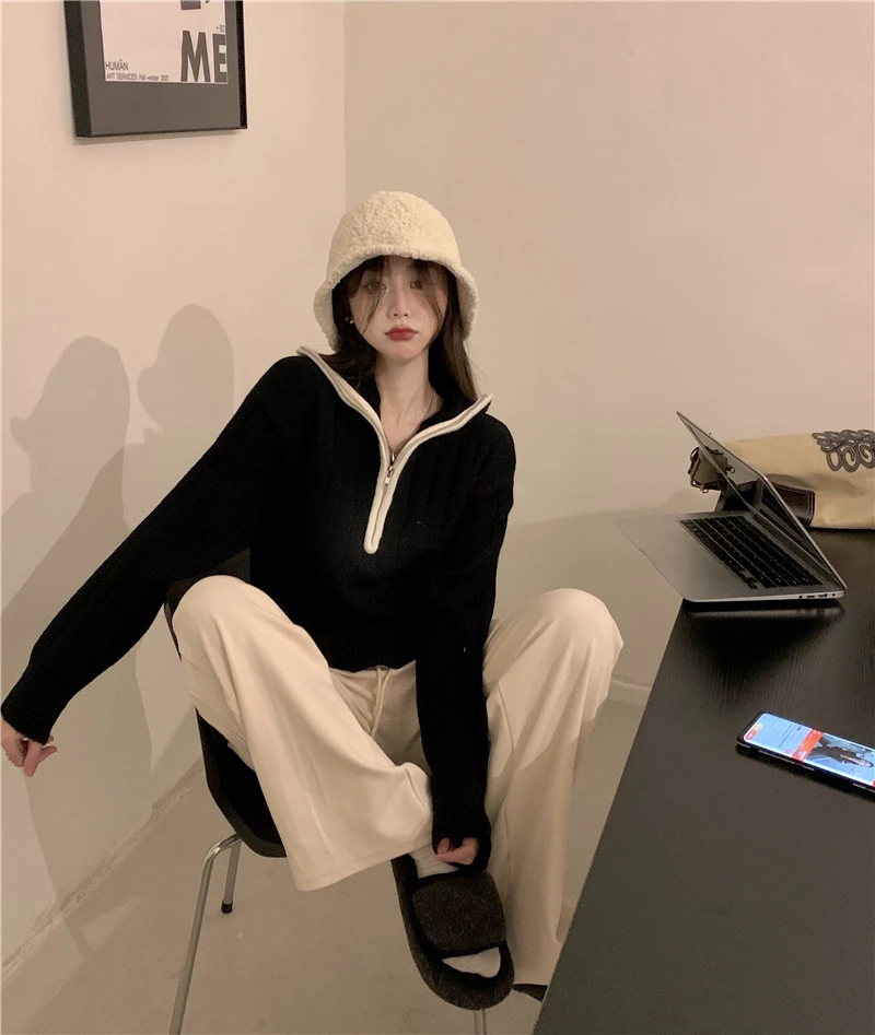 Retro fashion sweaters for women fashion 2021 jumper for girls All-match high neck zipper sweater outer wear base knitted top
Retro fashion sweaters for women fashion 2021 jumper for girls All-match high neck zipper sweater outer wear base knitted top