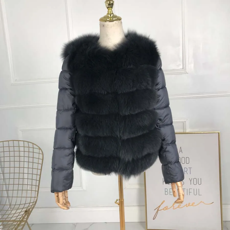 new style real fox fur coat with down sleeves stand collar with zipper Down jacket with fur warm Comfortable fashionOutwear
new style real fox fur coat with down sleeves stand collar with zipper Down jacket with fur warm Comfortable fashionOutwear