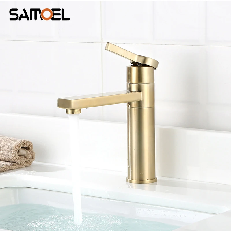 Nordic Style Brass Deck Mount Golden Brushed Bathroom Sink Faucet Mixers Single Hole Basin Water Tap G1108
Nordic Style Brass Deck Mount Golden Brushed Bathroom Sink Faucet Mixers Single Hole Basin Water Tap G1108
