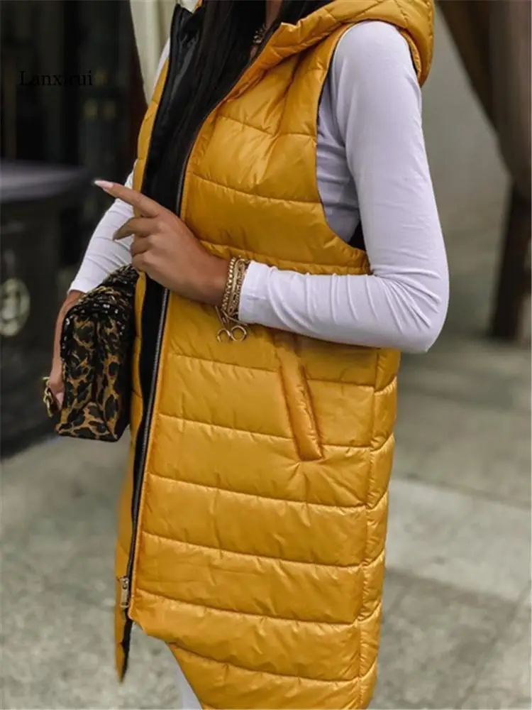 Sleeveless Puffer Jacket Women Hooded Cotton Padded Waistcoat Casual Streetwear Zipper Pocket Jacket Long Quilted Coat
Sleeveless Puffer Jacket Women Hooded Cotton Padded Waistcoat Casual Streetwear Zipper Pocket Jacket Long Quilted Coat