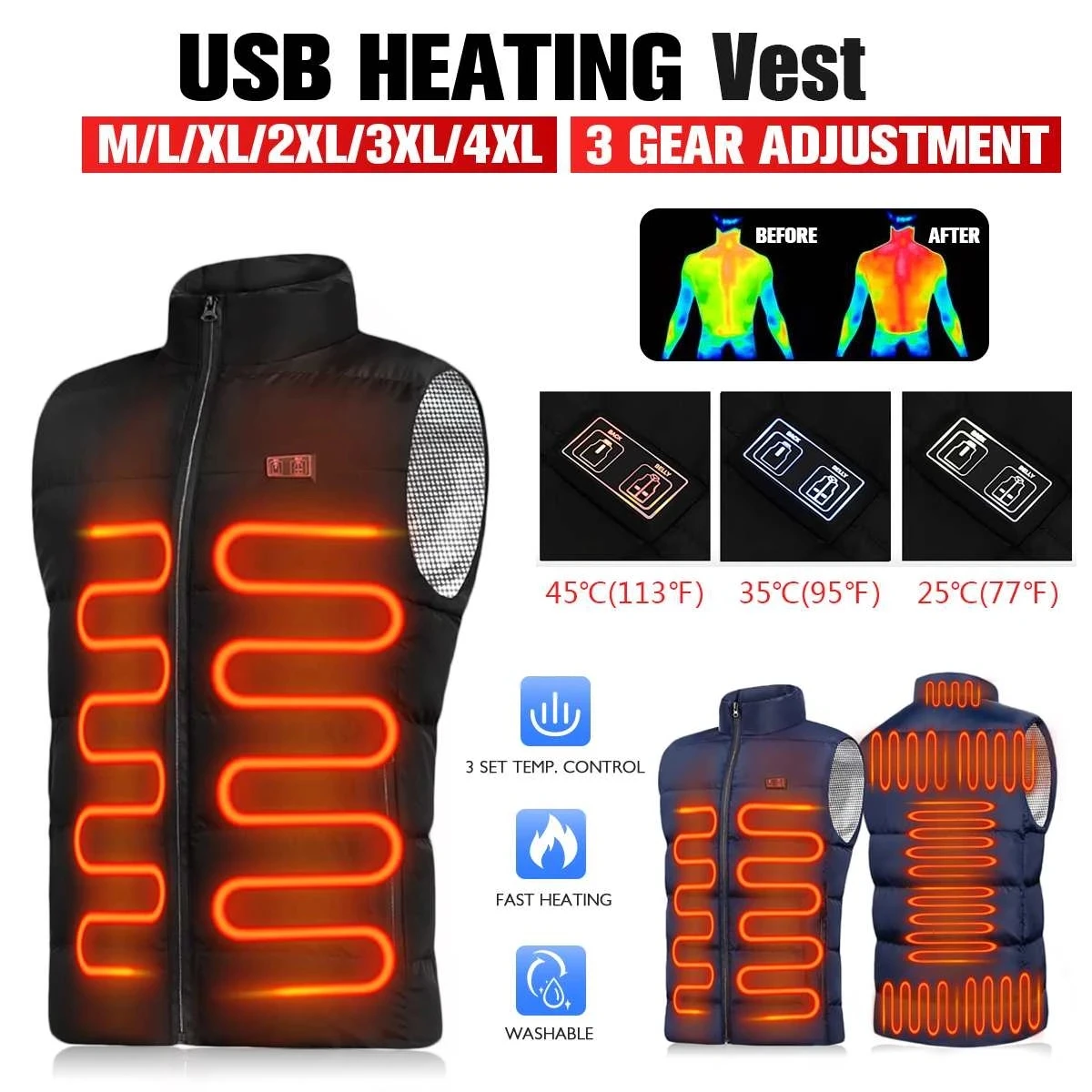 Men Smart Dual Switch 9 Zones Heated Vest Electric Heated Jackets Sportswear Heated Coat USB Heating Padded Jacket
Men Smart Dual Switch 9 Zones Heated Vest Electric Heated Jackets Sportswear Heated Coat USB Heating Padded Jacket