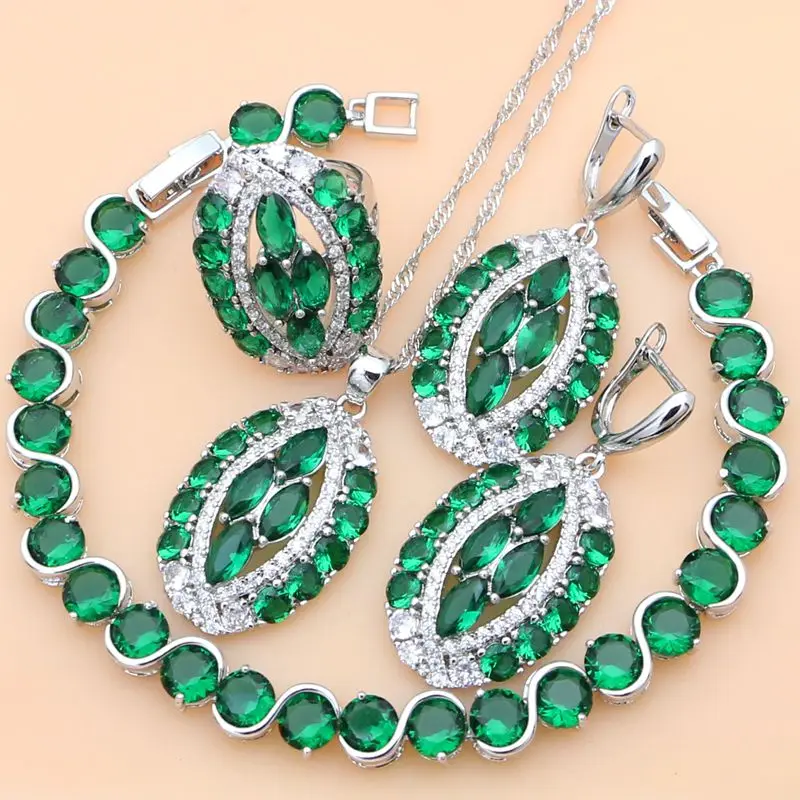 Ethnic Fashion 925 Sterling Silver Jewelry Sets Green Emerald Beads Claws Earrings Rings Necklace Set Women Party Dropshipping
Ethnic Fashion 925 Sterling Silver Jewelry Sets Green Emerald Beads Claws Earrings Rings Necklace Set Women Party Dropshipping