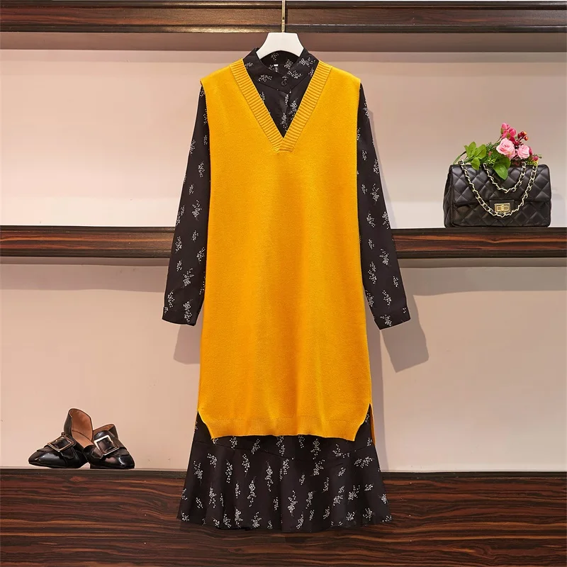 EHQAXIN Women's Autumn Winter Wear New Slim Dress Set Long Sleeves Comfortable Yellow Sweater + Black Dresses L-4XL
EHQAXIN Women's Autumn Winter Wear New Slim Dress Set Long Sleeves Comfortable Yellow Sweater + Black Dresses L-4XL