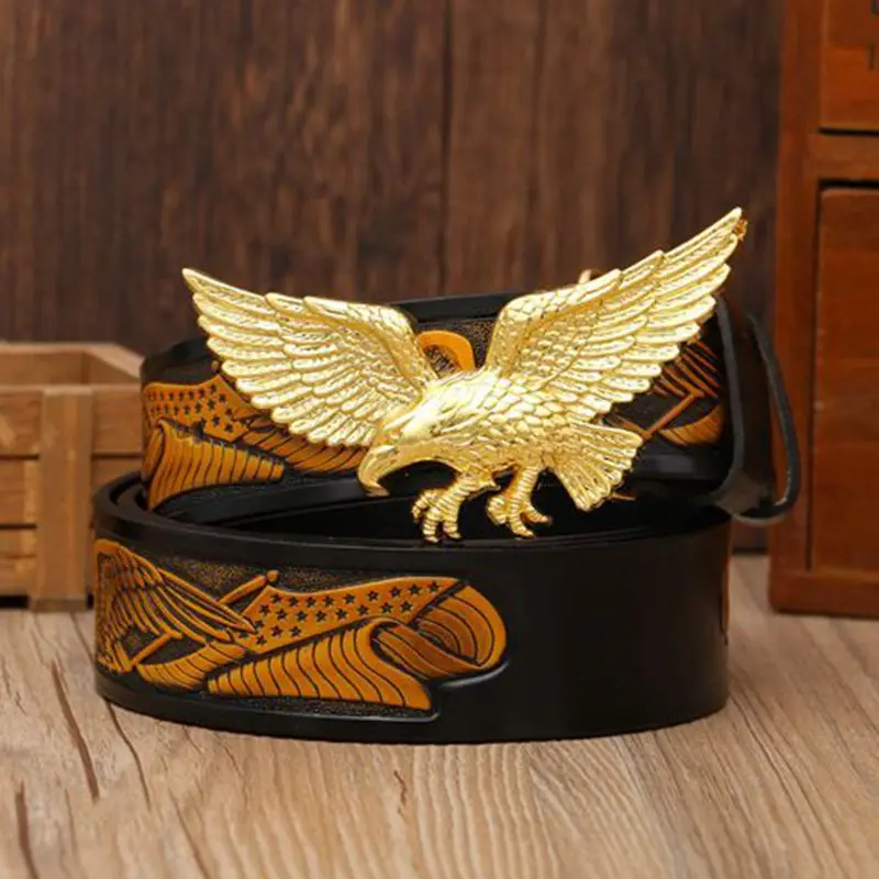 Western cowboy belt buckle zinc alloy golden eagle personality casual unisex belt buckle
Western cowboy belt buckle zinc alloy golden eagle personality casual unisex belt buckle