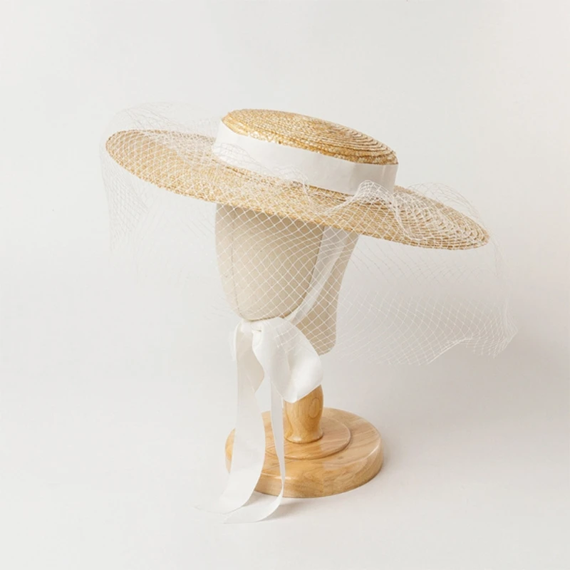066F Formal Hat Straw-Woven Summer Beach Hat Decorated with Grenadine & Adjustable Ribbon for Fixing with Wide Brim
066F Formal Hat Straw-Woven Summer Beach Hat Decorated with Grenadine & Adjustable Ribbon for Fixing with Wide Brim