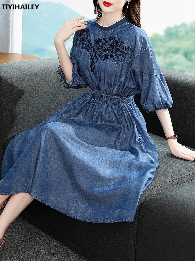 TIYIHAILEY 2021 New Free Shipping Vintage Women Long Mid-Calf Summer Denim M-XL Puff Sleeve Dress O-neck High Waist Embroidery
TIYIHAILEY 2021 New Free Shipping Vintage Women Long Mid-Calf Summer Denim M-XL Puff Sleeve Dress O-neck High Waist Embroidery