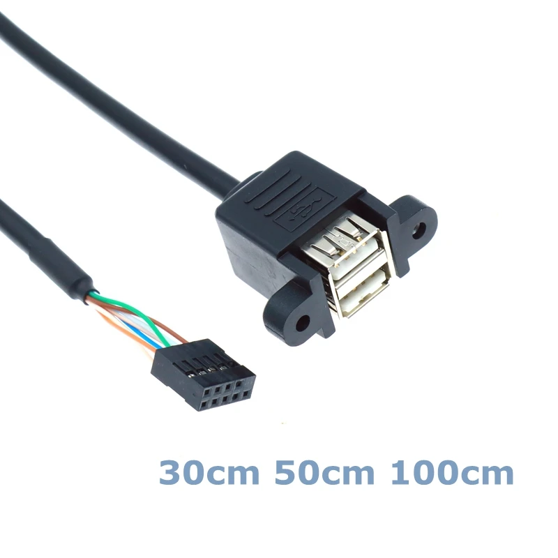30cm 100cm Computer Chassis Internal 9-pin to Dual-port USB 2.0 A Female Screw Lock Panel Mounting Cable Extension Cable Adapter
30cm 100cm Computer Chassis Internal 9-pin to Dual-port USB 2.0 A Female Screw Lock Panel Mounting Cable Extension Cable Adapter