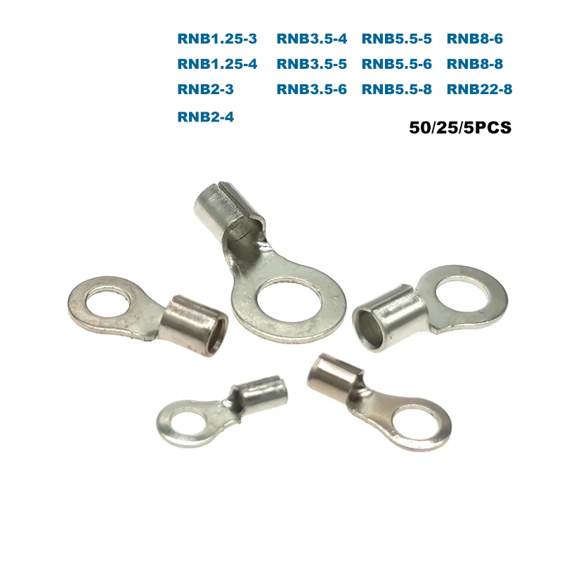 50/25/5Pcs Ring Bare Cord End Crimp Terminals Electrical Naked Wire Connector RNB1.25~RNB22 Cable Ferrules 12-4AWG 0.5-25mm2
50/25/5Pcs Ring Bare Cord End Crimp Terminals Electrical Naked Wire Connector RNB1.25~RNB22 Cable Ferrules 12-4AWG 0.5-25mm2