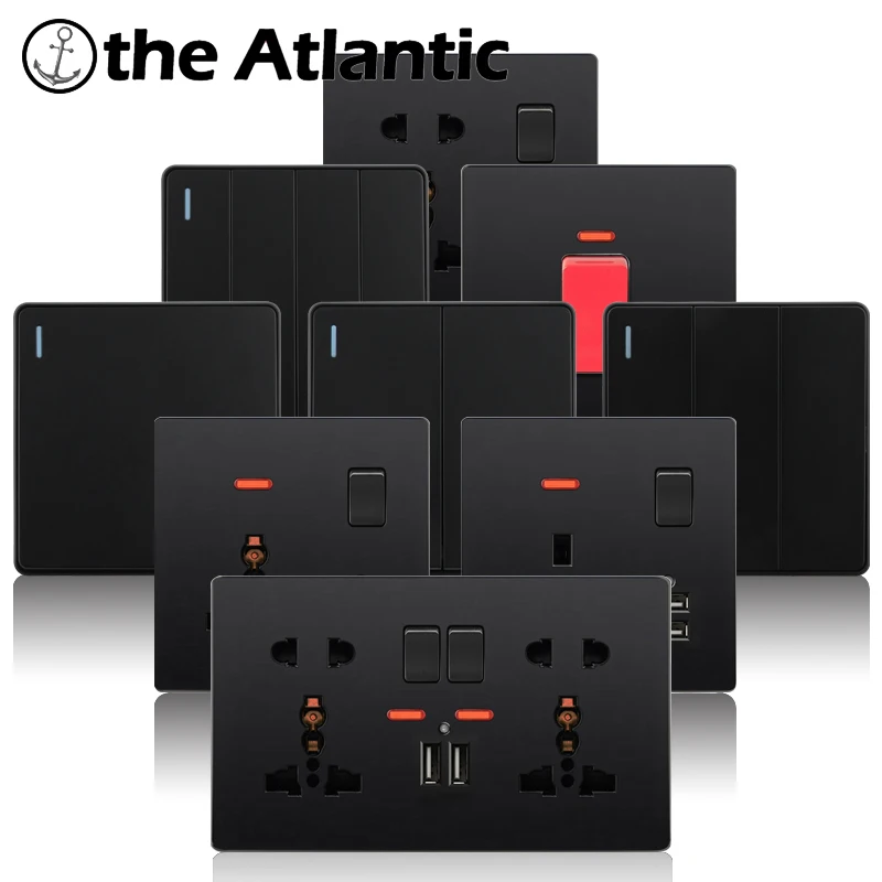 13A Universal Power Socket Electrical Outlet 16A Light Switch Rocker Switch With Fluorescent Lamp Black Plastic 86 146 Type
13A Universal Power Socket Electrical Outlet 16A Light Switch Rocker Switch With Fluorescent Lamp Black Plastic 86 146 Type