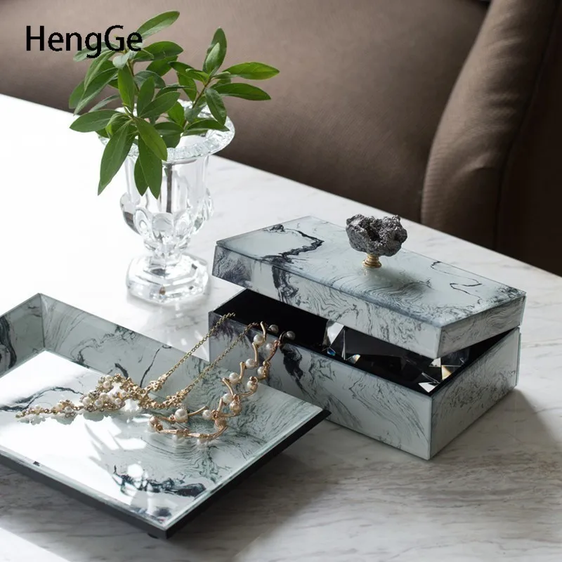 European Glass Jewelry Case Agate Stone Handle Bedroom Dressing Table Storage Organizer Marble Texture Decorate Home Accessories
European Glass Jewelry Case Agate Stone Handle Bedroom Dressing Table Storage Organizer Marble Texture Decorate Home Accessories