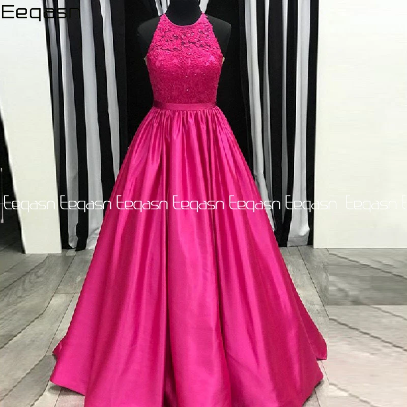 2024 Prom Dress Halter Satin Evening Gown A Line Lace Appliques Top Graduation Dresses Formal Gowns robe de gala
2024 Prom Dress Halter Satin Evening Gown A Line Lace Appliques Top Graduation Dresses Formal Gowns robe de gala