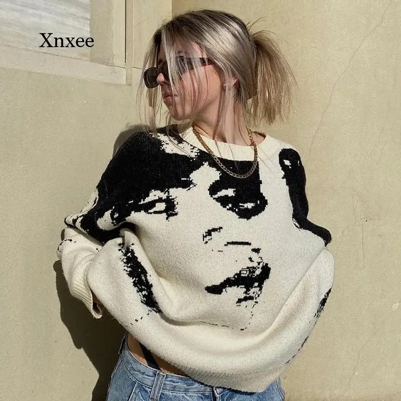 Vintage Print Sweaters Casual Loose Autumn Women Knit Tops Jumpers Aesthetic Pullovers Korean Oversize Casual Knitwear Clothing
Vintage Print Sweaters Casual Loose Autumn Women Knit Tops Jumpers Aesthetic Pullovers Korean Oversize Casual Knitwear Clothing