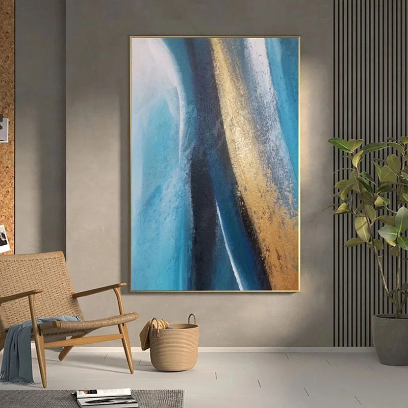 Monday Art Modern Nordic Handmade Blue and Golden Oil Painting On Canvas Wall Art Abstract for Living Room Bedroom Decor As Gift
Monday Art Modern Nordic Handmade Blue and Golden Oil Painting On Canvas Wall Art Abstract for Living Room Bedroom Decor As Gift