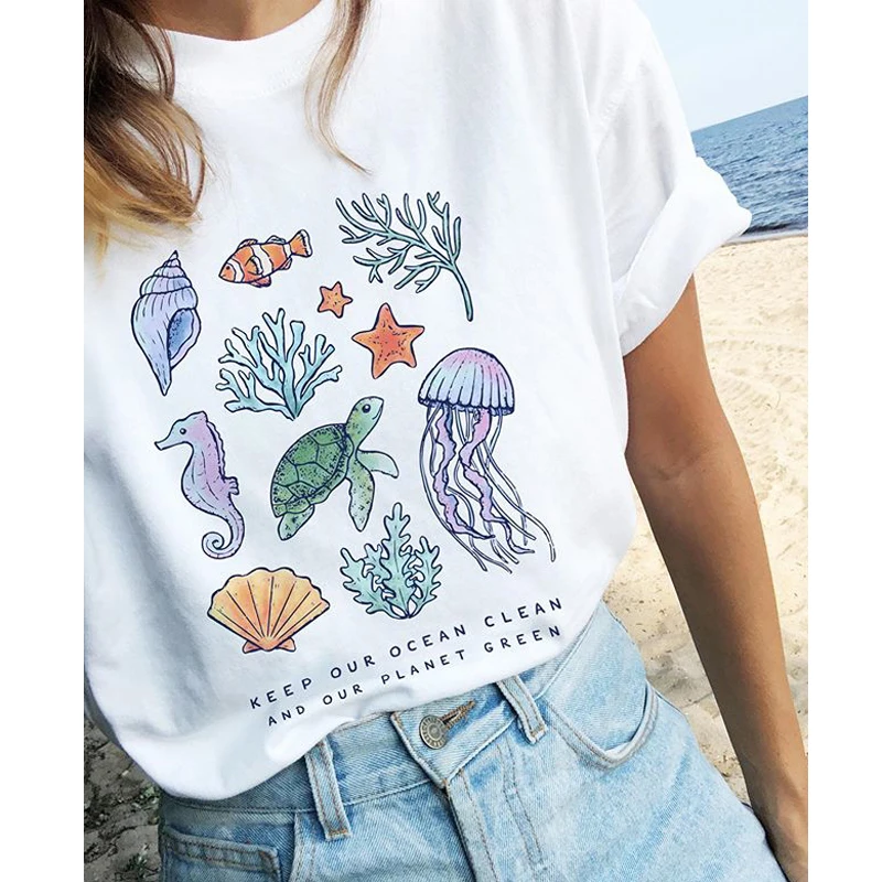 Футболка женская с принтом «Keep Our Ocean Clean And Our Planet Green», шикарная графическая эко-футболка с круглым вырезом, лето
Футболка женская с принтом «Keep Our Ocean Clean And Our Planet Green», шикарная графическая эко-футболка с круглым вырезом, лето