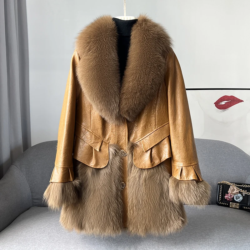Fashion Winter Women's Fur Jacket Warm Real Sheepskin Coat Female Fox Fur Collar Coats Casual Womens Clothes Chaquetas WPY4711
Fashion Winter Women's Fur Jacket Warm Real Sheepskin Coat Female Fox Fur Collar Coats Casual Womens Clothes Chaquetas WPY4711