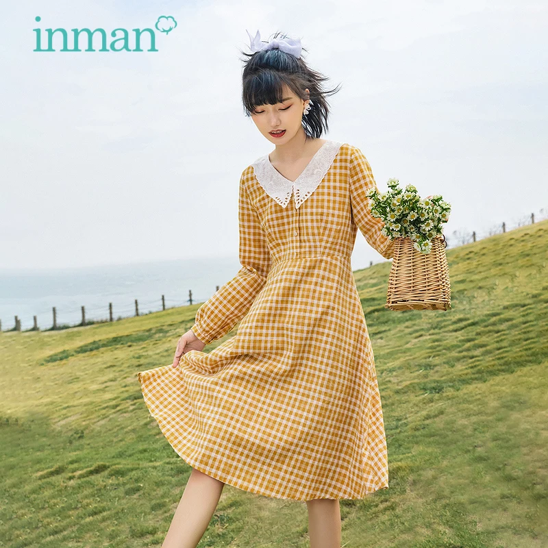 INMAN Autumn Spring Women's Dress Plaid Hollow Lapel Square Collar Elegant Young Ladies Pastoral Style Long Sleeve Female Skirt
INMAN Autumn Spring Women's Dress Plaid Hollow Lapel Square Collar Elegant Young Ladies Pastoral Style Long Sleeve Female Skirt
