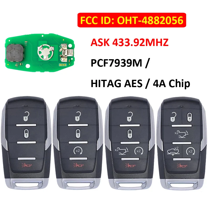 CN087037 FCCID OHT-4882056 для Dodge Ram 1500 Pickup 2019 2020 Smart Key 4334Mhz PCF7939M / 4A Chip
CN087037 FCCID OHT-4882056 для Dodge Ram 1500 Pickup 2019 2020 Smart Key 4334Mhz PCF7939M / 4A Chip