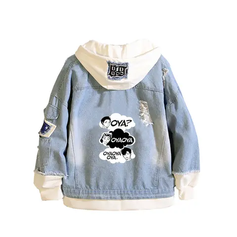 Haikyuu Karasuno VBC Print Women Jeans Jacket Anime Demin Hoodies Hinata Shoyo Streetwear Cartoon Sweatshirt Couple Clothes