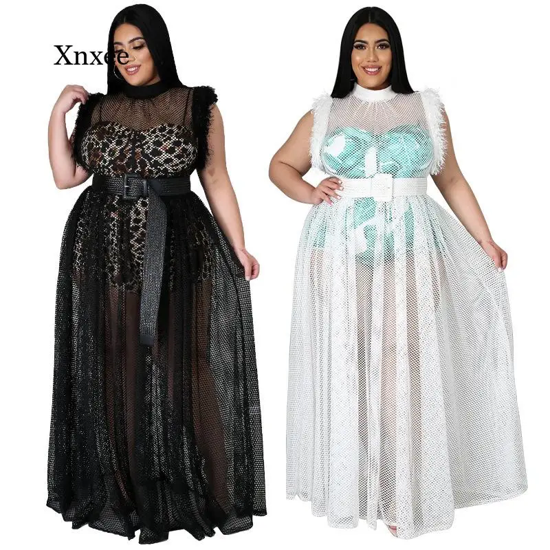 African Mesh Robe Women's Clothing Fashion Designer Dress 2021 Spring Autumn See Through Sleeveless Maxi Dresses
African Mesh Robe Women's Clothing Fashion Designer Dress 2021 Spring Autumn See Through Sleeveless Maxi Dresses