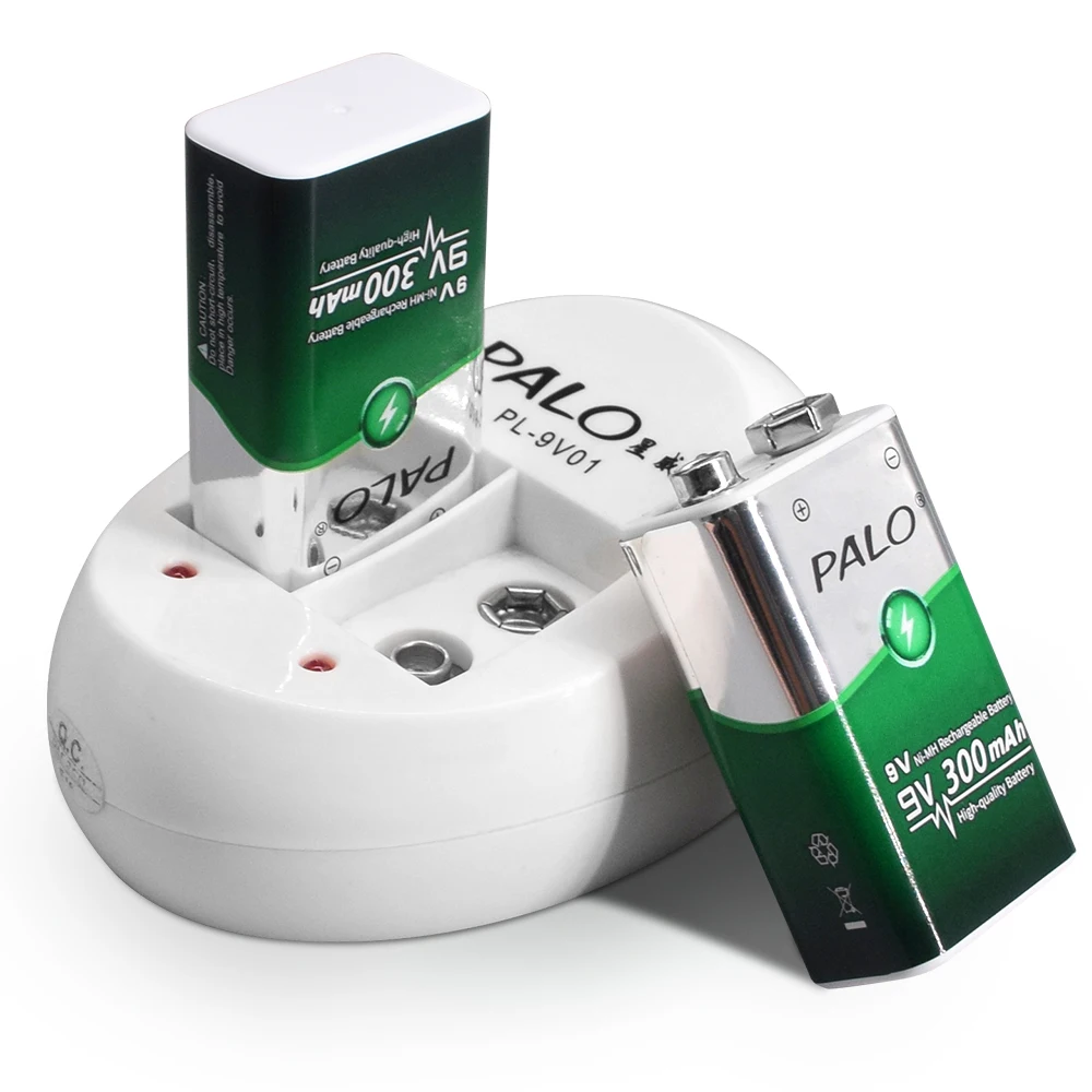 PALO 9V nimh rechargeable battery 6f22 300mah battery with 2 slots 9V battery charger for 9 volt Ni-MH batteria
PALO 9V nimh rechargeable battery 6f22 300mah battery with 2 slots 9V battery charger for 9 volt Ni-MH batteria