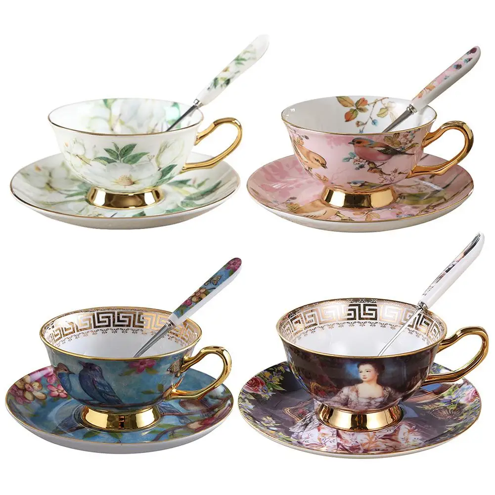 European Style Bone Porcelain Coffee Cup Set Vintage Ceramic Afternoon Tea Saucer Spoon Luxury Gift For Cafe Shop Home
European Style Bone Porcelain Coffee Cup Set Vintage Ceramic Afternoon Tea Saucer Spoon Luxury Gift For Cafe Shop Home