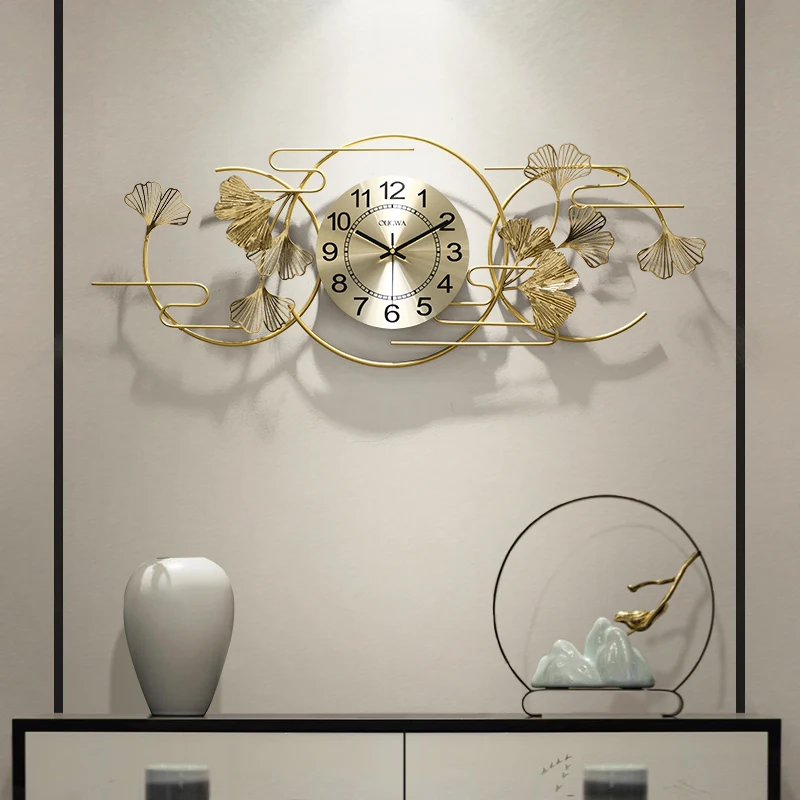 New Chinese Ginkgo Leaf Wrought Iron Wall Clock Ornaments Home Livingroom Wall Sticker Crafts Hotel Lobby Wall Mural Decoration
New Chinese Ginkgo Leaf Wrought Iron Wall Clock Ornaments Home Livingroom Wall Sticker Crafts Hotel Lobby Wall Mural Decoration