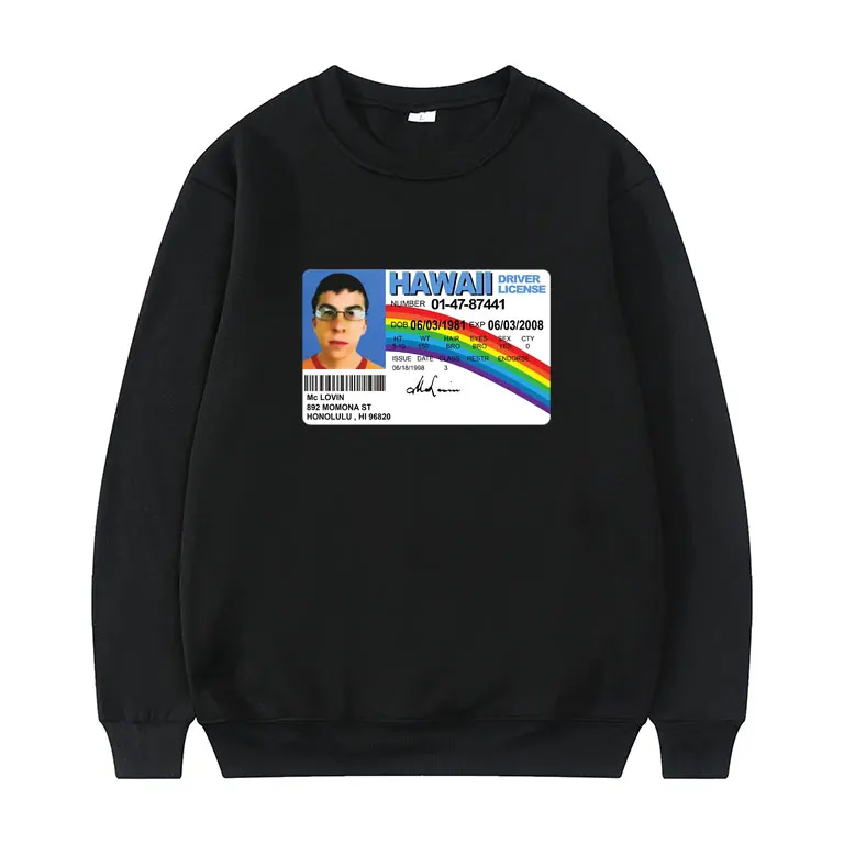 Свитшот Mclovin с графическим принтом для мужчин и женщин, Повседневная Уличная одежда, Парные свитшоты с длинным рукавом, универсальные пуловеры в стиле Харадзюку
Свитшот Mclovin с графическим принтом для мужчин и женщин, Повседневная Уличная одежда, Парные свитшоты с длинным рукавом, универсальные пуловеры в стиле Харадзюку