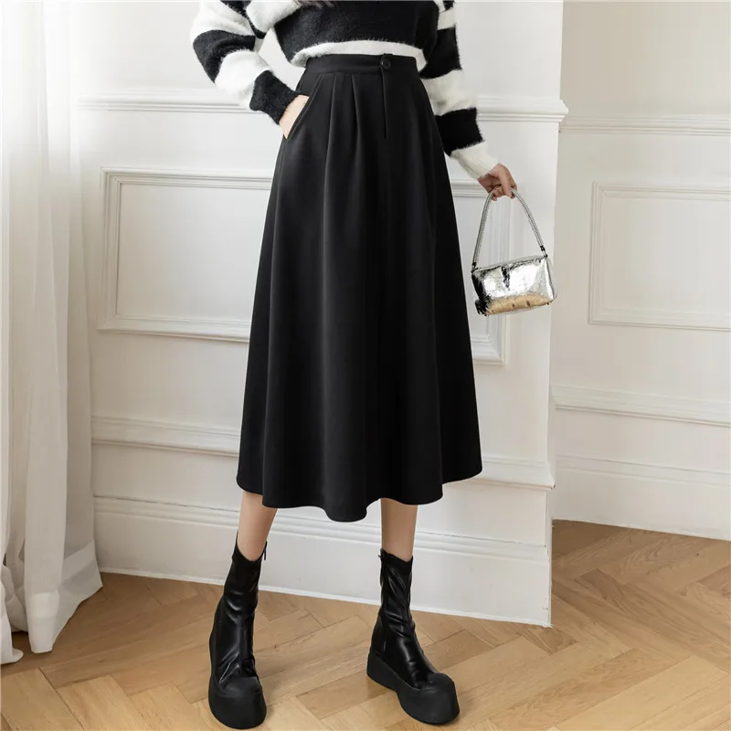 Woolen Autumn Winter Women Skirt New Fashion Draped High Waist A-line Long Skirt Vintage Ladies Elegant Wool Skirt
Woolen Autumn Winter Women Skirt New Fashion Draped High Waist A-line Long Skirt Vintage Ladies Elegant Wool Skirt
