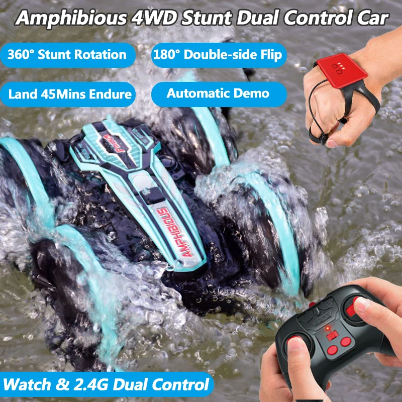 Амфибия 4WD 2,4G & Watch двойной Радиоуправляемый автомобиль, двусторонний флип, вращение на 360 °, автоматический демонстрационный пропеллер, шина 45 минут, водонепроницаемые игрушки
Амфибия 4WD 2,4G & Watch двойной Радиоуправляемый автомобиль, двусторонний флип, вращение на 360 °, автоматический демонстрационный пропеллер, шина 45 минут, водонепроницаемые игрушки