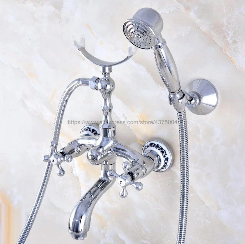 Polished Chrome Bathtub Faucet Wall Mount Handheld Bath Tub Mixer System with Handshower Telephone Style Nna761
Polished Chrome Bathtub Faucet Wall Mount Handheld Bath Tub Mixer System with Handshower Telephone Style Nna761