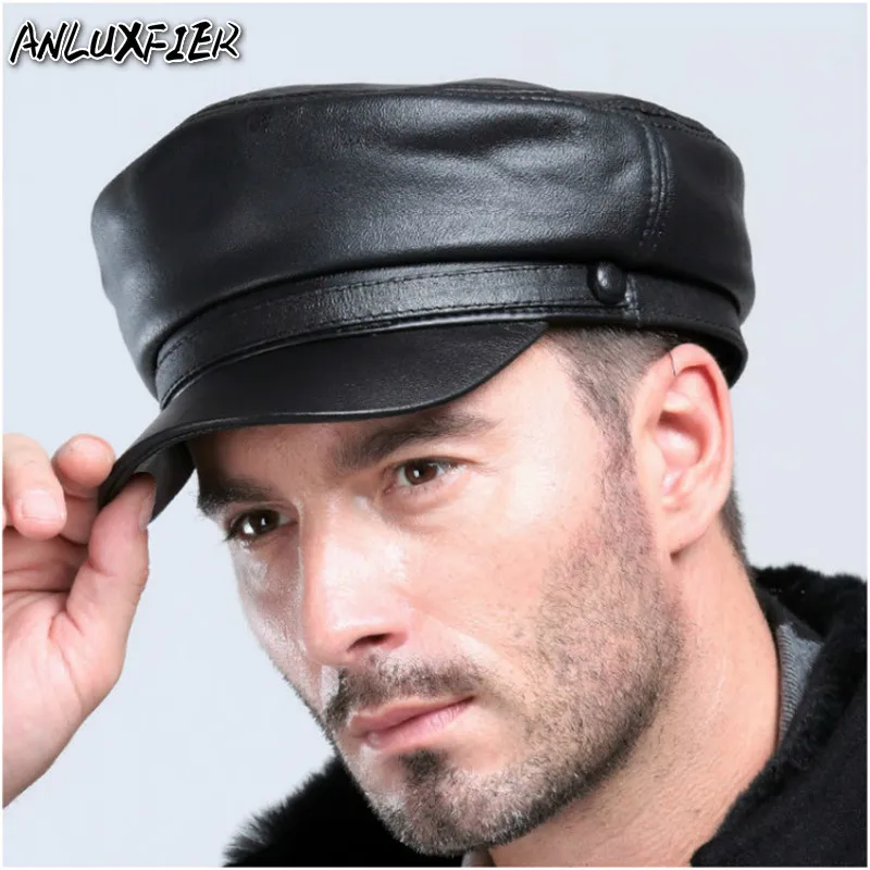 B-8380 Men's Leather Sheepskin Hat Adult Winter Leisure Hat Student British Style Baseball Cap Flattened Navy Caps
B-8380 Men's Leather Sheepskin Hat Adult Winter Leisure Hat Student British Style Baseball Cap Flattened Navy Caps