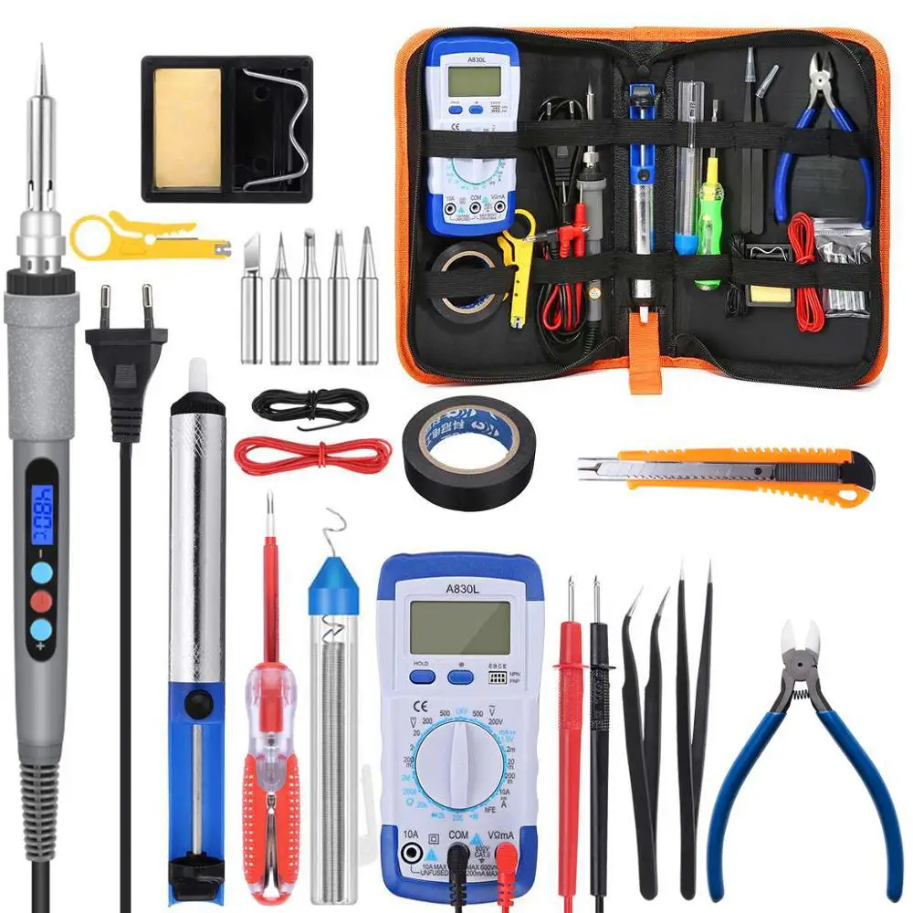 Electric Soldering Iron 80W Adjustable Temperature LCD Soldering Tool Ceramic Heater Soldering Iron Head Ddesoldering Pump Set
Electric Soldering Iron 80W Adjustable Temperature LCD Soldering Tool Ceramic Heater Soldering Iron Head Ddesoldering Pump Set