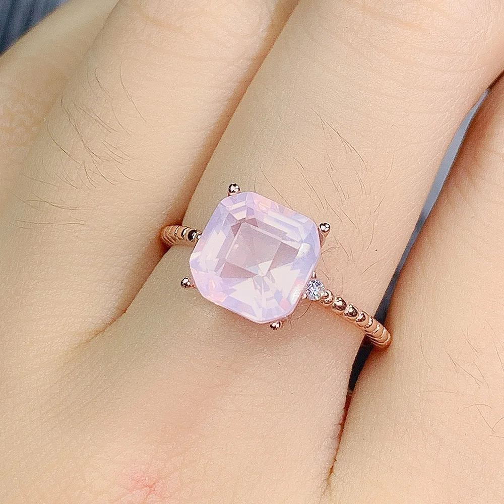 925 Silver Natural Gems Rings Cushion Faceted Cut Natural Rose Quartz Engagement Wedding Rings For Gift
925 Silver Natural Gems Rings Cushion Faceted Cut Natural Rose Quartz Engagement Wedding Rings For Gift