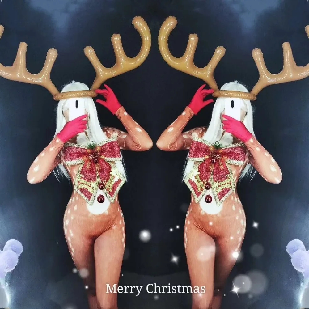 Merry Christmas Antlers Bodysuit Newest Sexy Reindeer Costume nightclub bar stage show dance wear women gift clothing
Merry Christmas Antlers Bodysuit Newest Sexy Reindeer Costume nightclub bar stage show dance wear women gift clothing