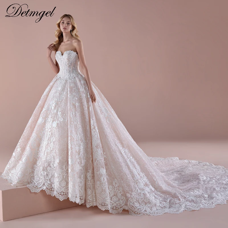 Detmgel Strapless Off the Shoulder Lace A-Line Wedding Dresses Beaded Appliques Court Train Princess Bridal Gown Customized
Detmgel Strapless Off the Shoulder Lace A-Line Wedding Dresses Beaded Appliques Court Train Princess Bridal Gown Customized