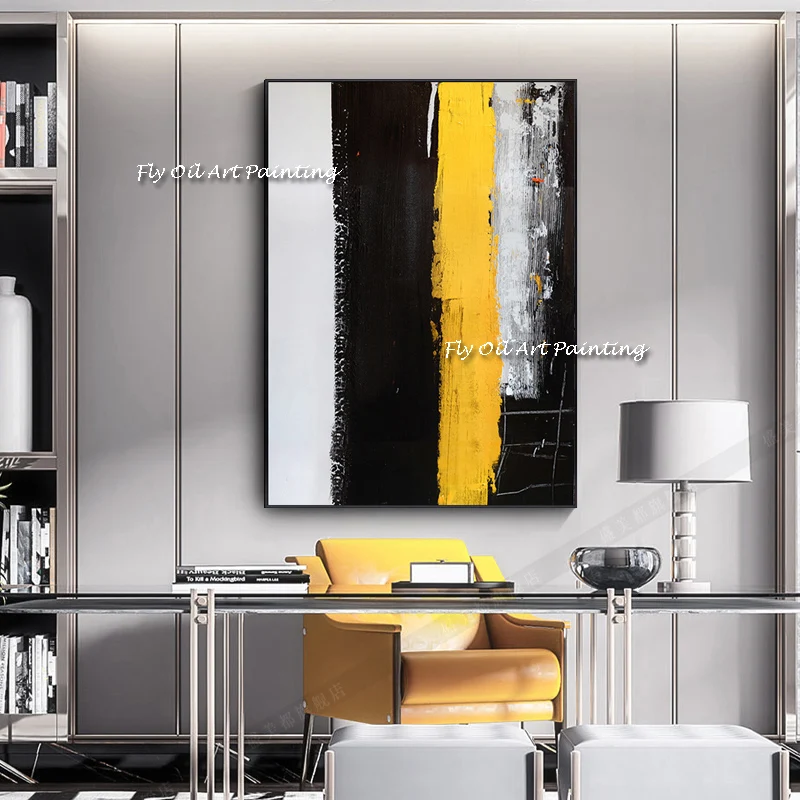 The Hand Painted Yellow Black White Brush Abstract Oil Painting Art Wall Canvas Paintings Corridor Picture Living Room Decor
The Hand Painted Yellow Black White Brush Abstract Oil Painting Art Wall Canvas Paintings Corridor Picture Living Room Decor