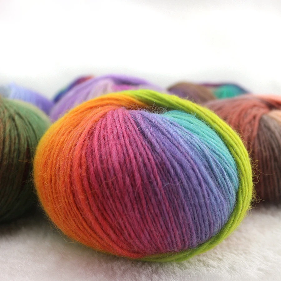 Yarn for Knitting Dyed Rainbow, 100% Wool, Soft Crochet Yarn, DIY Hat, Scarf Supplier, 50g Ball
Yarn for Knitting Dyed Rainbow, 100% Wool, Soft Crochet Yarn, DIY Hat, Scarf Supplier, 50g Ball