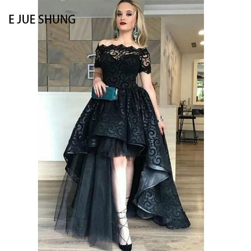 E JUE SHUNG Black Lace Hi Low Evening Dresses Off the Shoulder Front Short Long Back Prom Dresses Formal Party Evening Gowns
E JUE SHUNG Black Lace Hi Low Evening Dresses Off the Shoulder Front Short Long Back Prom Dresses Formal Party Evening Gowns