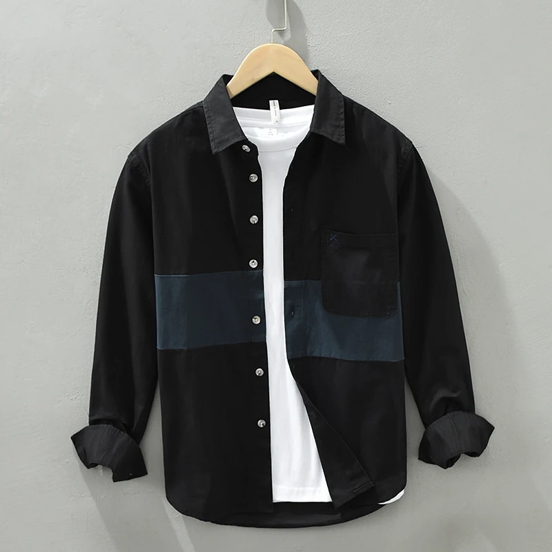 Designer New Long Sleeve Casual Pure Cotton Shirt Men Brand Solid Trend Patchwork Top Clothes Camisas De Hombre Chemise
Designer New Long Sleeve Casual Pure Cotton Shirt Men Brand Solid Trend Patchwork Top Clothes Camisas De Hombre Chemise