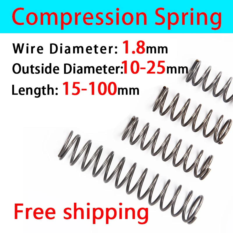 Compressed Spring Wire Diameter 1.8mm, Outer Diameter 10-25mm Return Spring Pressure Spring Release Spring Drawings to Customize
Compressed Spring Wire Diameter 1.8mm, Outer Diameter 10-25mm Return Spring Pressure Spring Release Spring Drawings to Customize