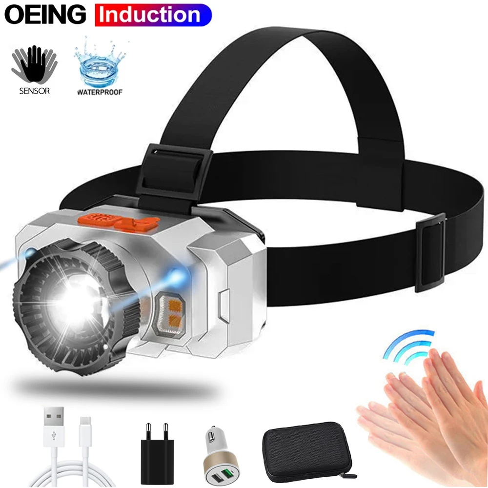 Portable XPE+COB Headlamp Motion Sensor Headlight USB Rechargeable Head Lamp Ultralight Waterproof Fishing Camping Work Light
Portable XPE+COB Headlamp Motion Sensor Headlight USB Rechargeable Head Lamp Ultralight Waterproof Fishing Camping Work Light