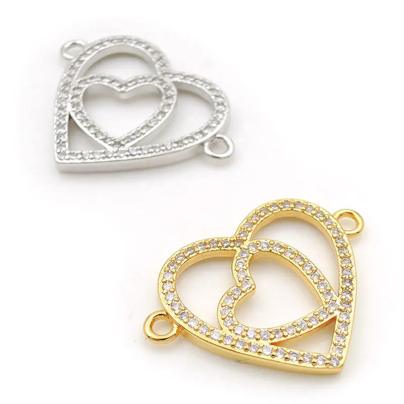 24*18*2mm Micro Pave Clear CZ Hollow Hearts Connector Fit For Women As DIY Bracelets Accessory
24*18*2mm Micro Pave Clear CZ Hollow Hearts Connector Fit For Women As DIY Bracelets Accessory