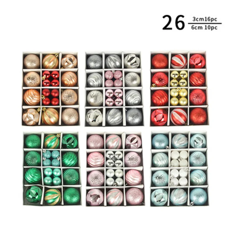 26Pcs Christmas Ball Pendant Home Decorations Ornaments Creative Multi-Size Decoration Ball Set Christmas Tree Pendant
26Pcs Christmas Ball Pendant Home Decorations Ornaments Creative Multi-Size Decoration Ball Set Christmas Tree Pendant