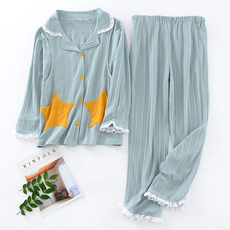 Autumn Knitted Cotton Women Long Sleeve Pajamas Maternity Clothing Loose Plus Size Breast-feeding Clothing Loungewear Sleepwear
Autumn Knitted Cotton Women Long Sleeve Pajamas Maternity Clothing Loose Plus Size Breast-feeding Clothing Loungewear Sleepwear