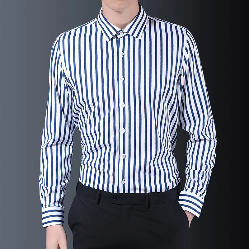 Spring Autumn Fashion Men's Striped Shirts Korea Fashion Work Casual Long Sleeve Slim Fit Dress Shirt 4XL 5XL Dropshipping
Spring Autumn Fashion Men's Striped Shirts Korea Fashion Work Casual Long Sleeve Slim Fit Dress Shirt 4XL 5XL Dropshipping