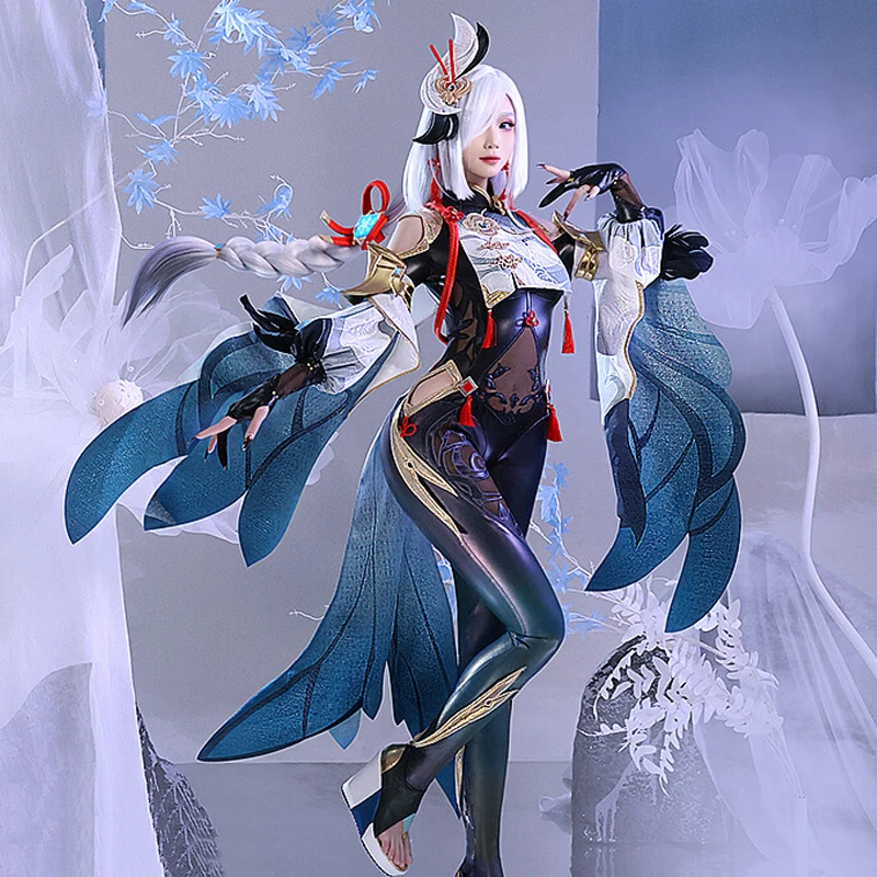 Genshin Impact Cos Shenhe Cosplay Big Swing Sleeve Sexy Slim fit Stretch Leather Cutout Bodysuit full set G
Genshin Impact Cos Shenhe Cosplay Big Swing Sleeve Sexy Slim fit Stretch Leather Cutout Bodysuit full set G