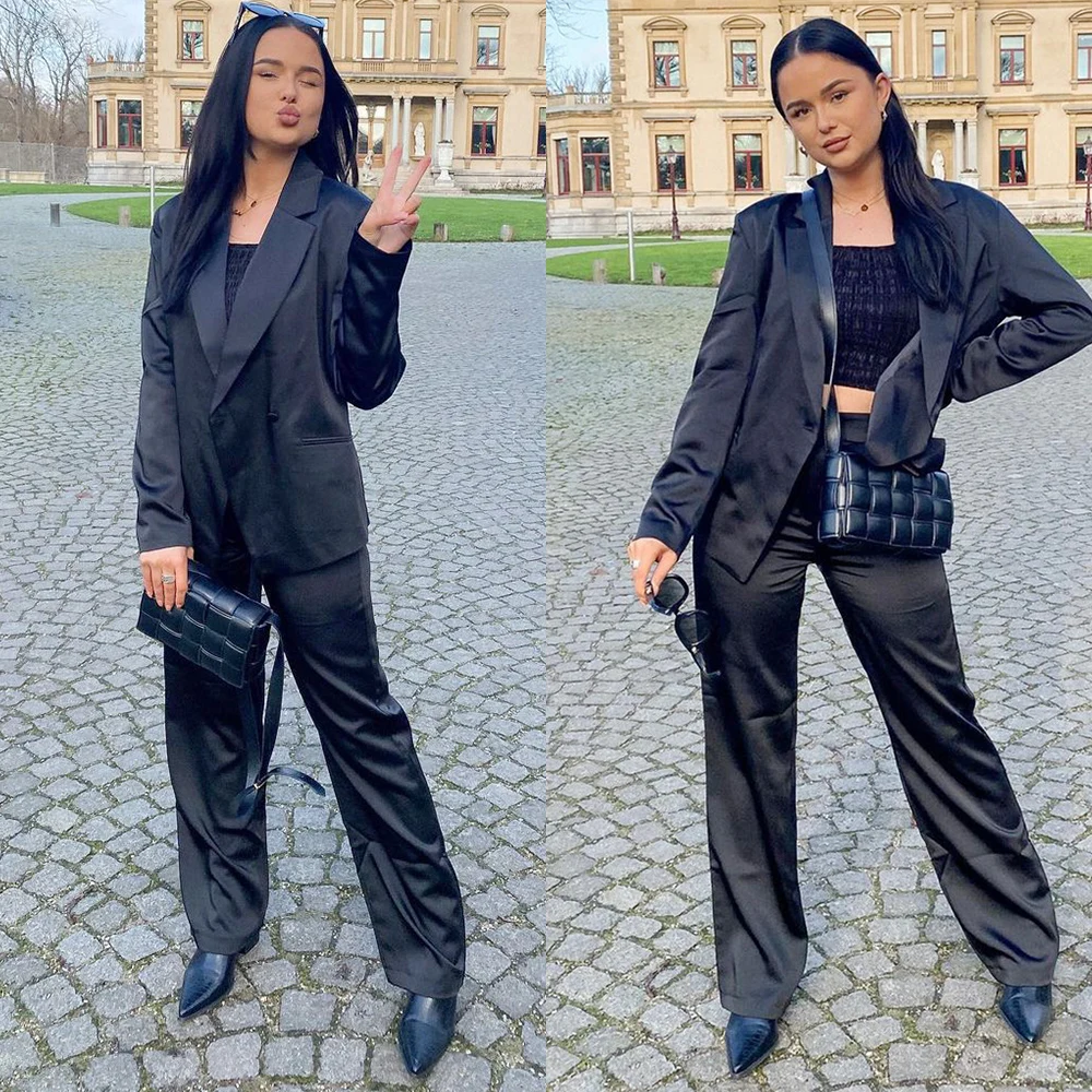 Fashion Black Women Pants Suits For Wedding Leisure Satin Silk Mother of the Bride Suit Evening Party Tuxedos Formal Wear 2 Pcs
Fashion Black Women Pants Suits For Wedding Leisure Satin Silk Mother of the Bride Suit Evening Party Tuxedos Formal Wear 2 Pcs