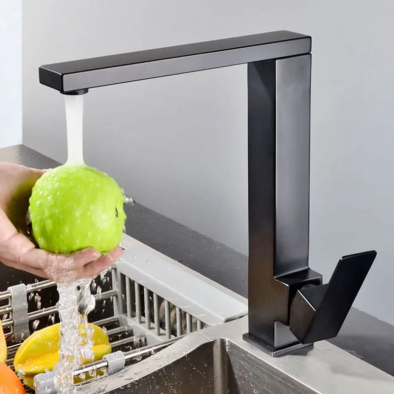 Kitchen Faucets Black Stainless Steel Tap Single Hole Single Handle Faucet Swivel 360 Degree Sink Mixer Square Deck Mounted Taps
Kitchen Faucets Black Stainless Steel Tap Single Hole Single Handle Faucet Swivel 360 Degree Sink Mixer Square Deck Mounted Taps