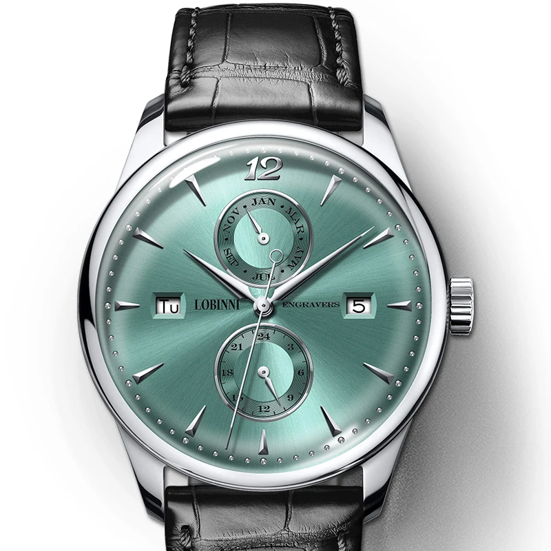 LOBINNI Men Automatic Watch 40mm Mechanical Wristwatch Sapphire Mirror Multi-Dial Month Week Date 24 Hours
LOBINNI Men Automatic Watch 40mm Mechanical Wristwatch Sapphire Mirror Multi-Dial Month Week Date 24 Hours