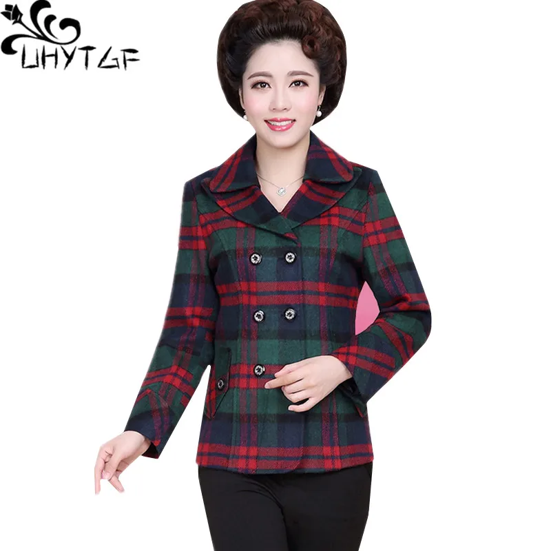 UHYTGF 4XL Big Size Jackets Women's Fashion Plaid Spring Autumn Coat Female Double-Breasted Elegant Ladies Thin Short Coats 862
UHYTGF 4XL Big Size Jackets Women's Fashion Plaid Spring Autumn Coat Female Double-Breasted Elegant Ladies Thin Short Coats 862